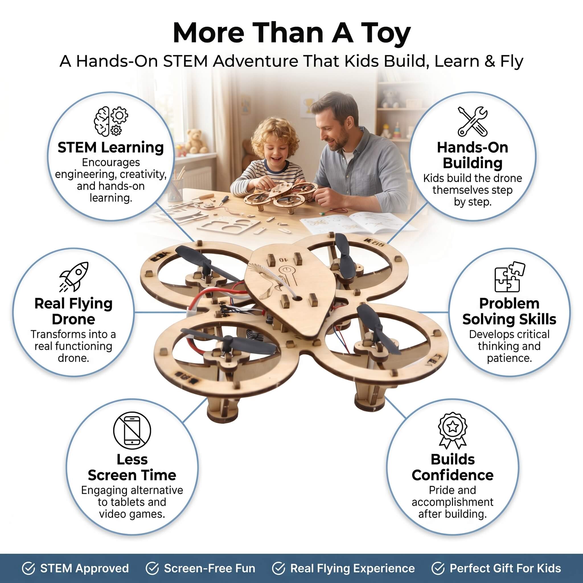 AeroCraft™ Wooden DIY Quadcopter Drone