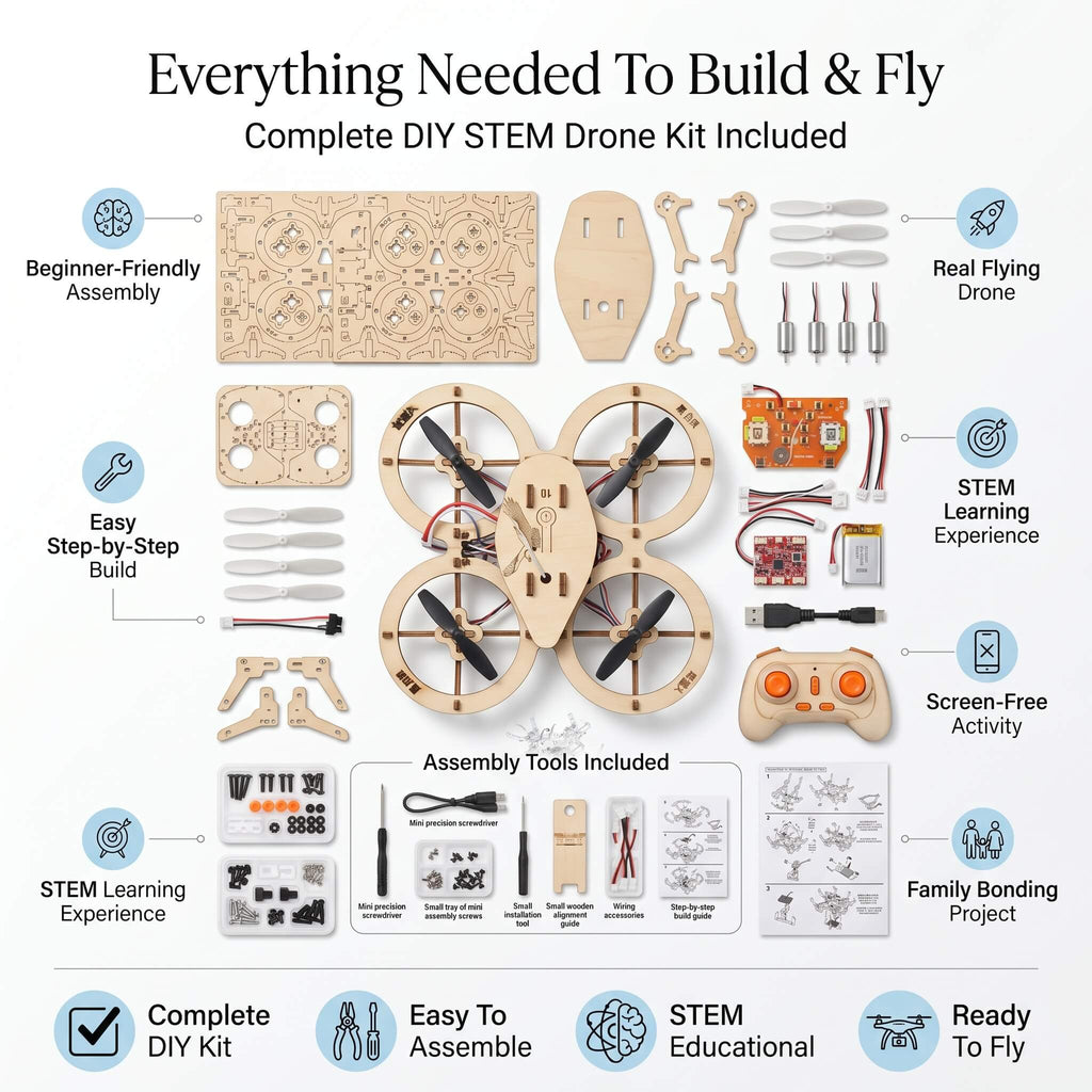 AeroCraft™ Wooden DIY Quadcopter Drone