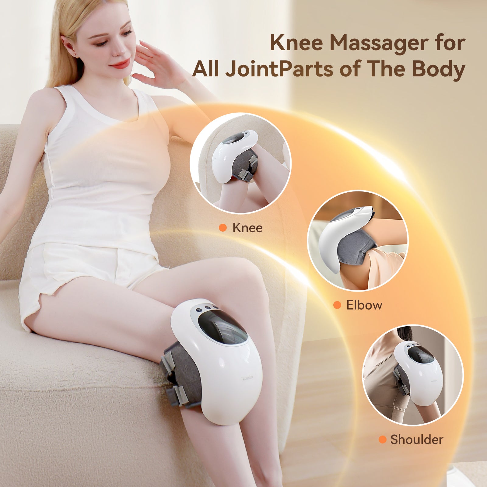 Wireless Knee Massager With LED, Heat & Vibration Pain Relief & Portable